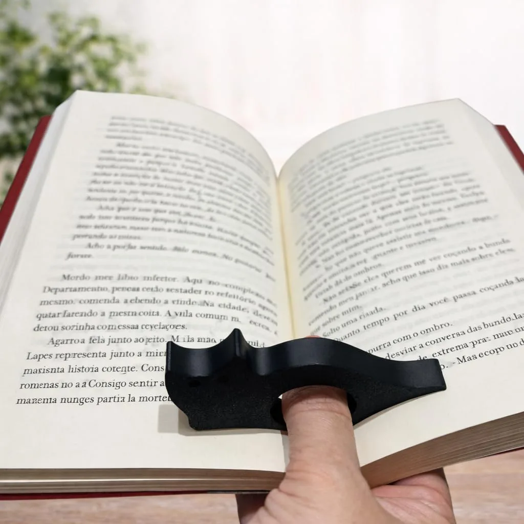 Suporte de Página Gato Leitor Preto \| Separador de Livro para Leitura com Uma Mão